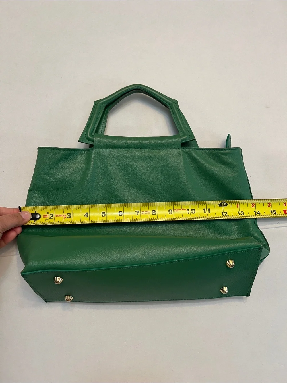ANNA PAOLA EMERALD GREEN LEATHER BONNIE TOTE TOP HANDLE BAG GOLD HARDWARE - Picture 11 of 16